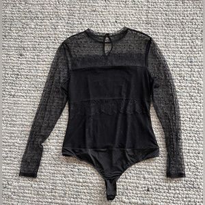 New Bodysuit mesh mixed fabric in black size L